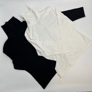 Skyr Women's XL Lot of 2 Black & White Long Sleeve Turtlenecks Preppy Classic